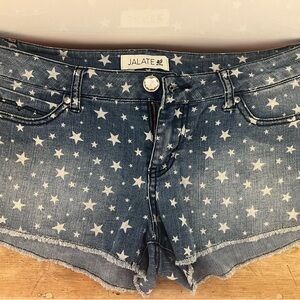 Women's Star Print Denim Shorts - Blue